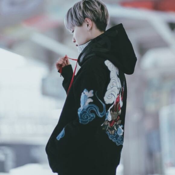 BIBI SAMA $250 Bringing Back Oni Embroidered Black Hoodie M-L EUC - Picture 15 of 15